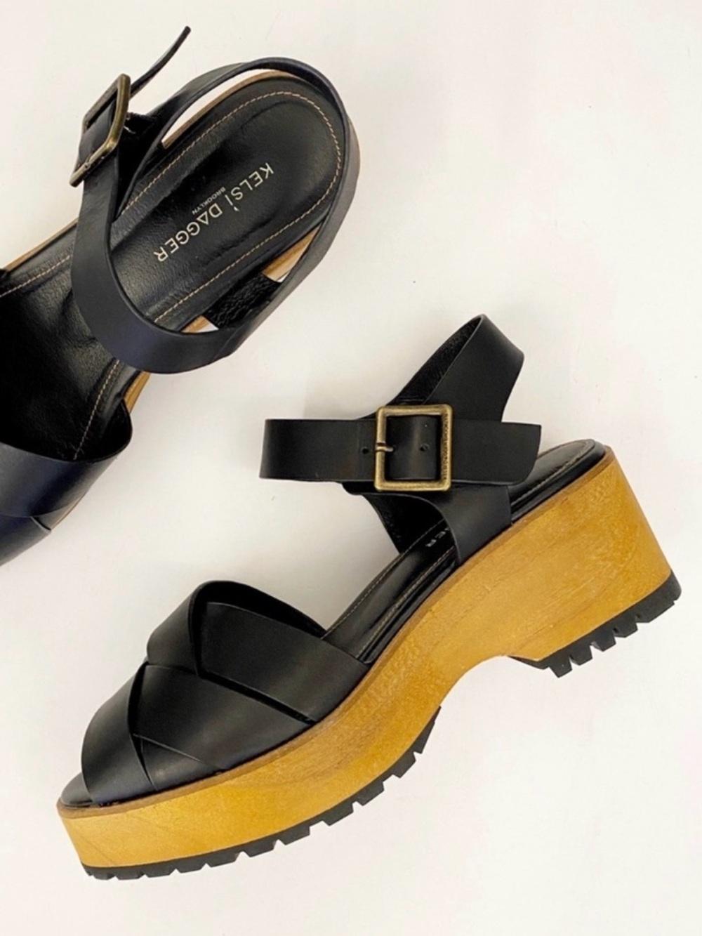 Anthropologie‎ || Kelsi Dagger Brooklyn Webster Wood Clog Sandal Black 9.5